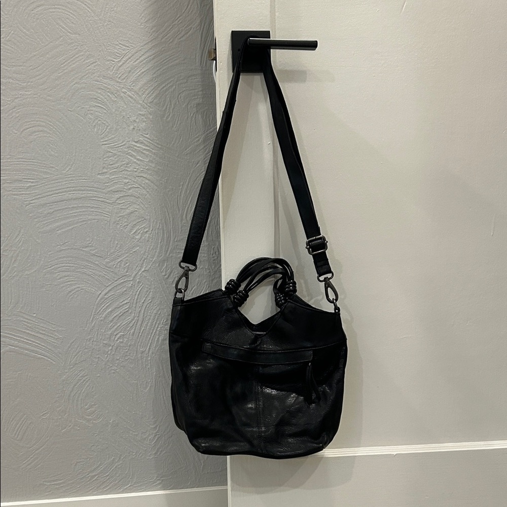 Latico Midsized Black Leather Shoulder Bag